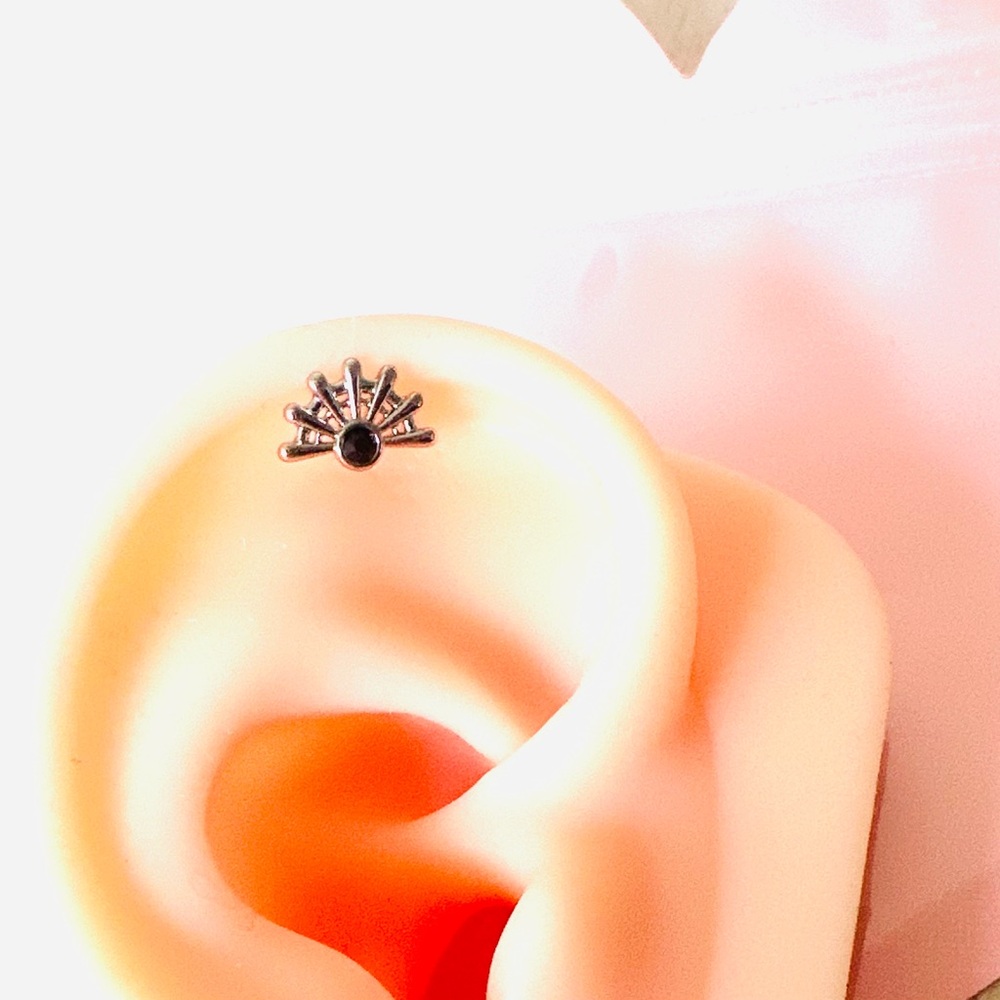 Earring Barbell FlatBack Spiderweb Body Jewelry New